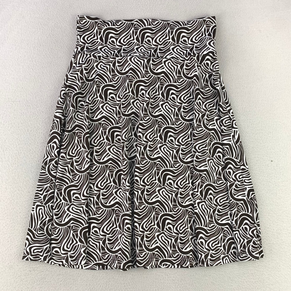 VTG Y2K Hypnotized Geometric Skirt Women L Brown A-Line Stretch 90s‎ Retro